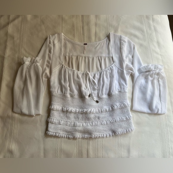 Free People White Long Sleeve Blouse - Picture 10 of 16